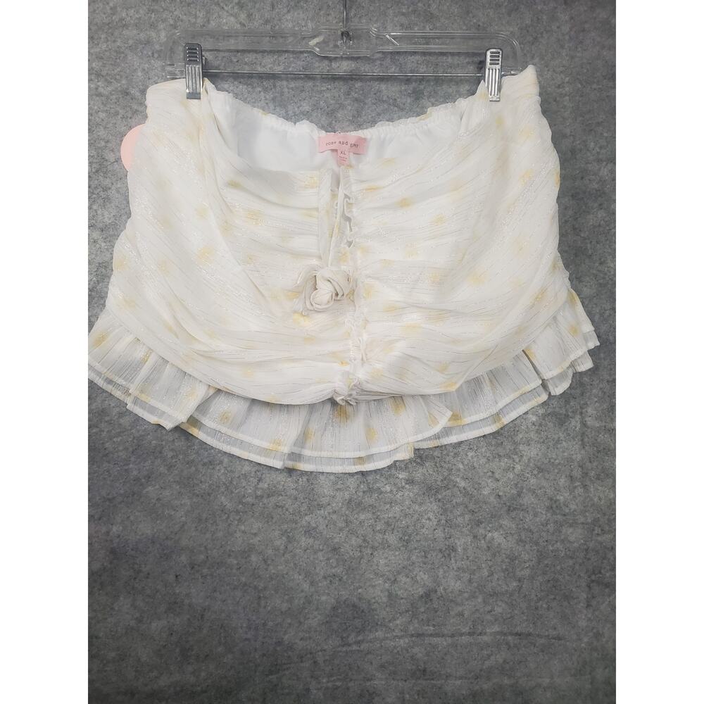 NWT Women's Rose And Grey XL Cream & Yellow Floral Halter Crop Top